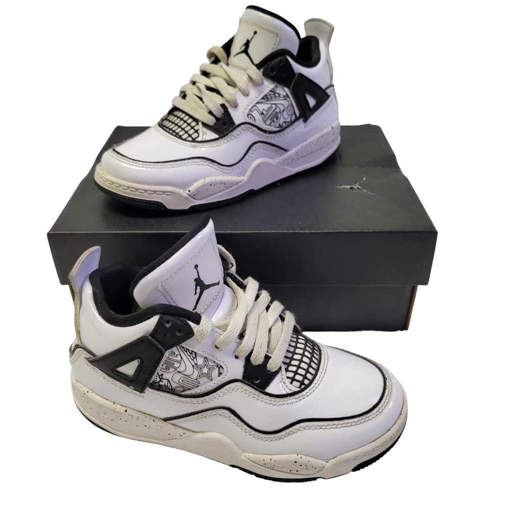 Nike Air Jordan Shoes 4 Retro SE PS DIY Kid 12C Black Volt Basketball DC4100-100